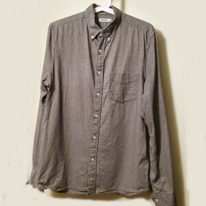 Men's J. LINDEBERG Stretch Oxford Dress Shirt Melange Almost Black Sz M EUC